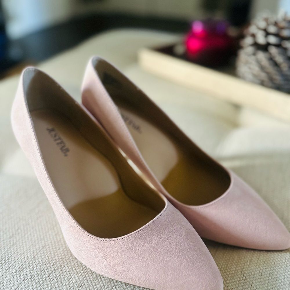 JustFab Blush Pink Pointed-Toe Pumps